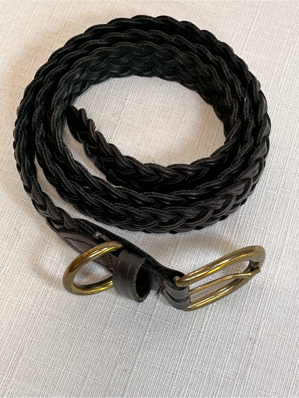 Vintage Genuine Leather Braided Belt Brown Woven Boho Made in Guatemala M/L